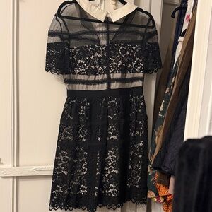 Donna Morgan Black Lace Dress with White Collar